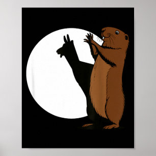 Groundhogs Llama Shadow Puppet Funny Woodchuck Poster