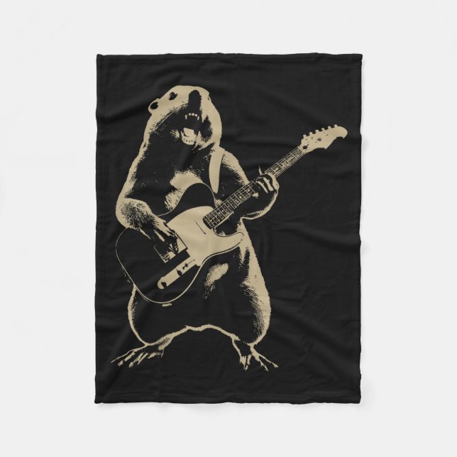 Groundhogs Rocking Beaver Happy Groundhog Day 2025 Fleece Blanket (Front)