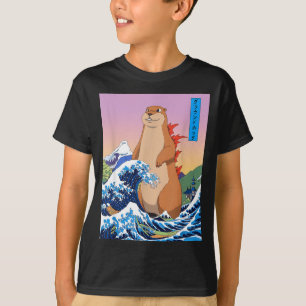 Groundhogzilla Funny Japanese Great Wave Anime Gro T-Shirt