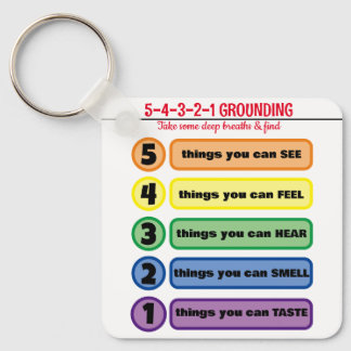 Grounding Technique for Anxiety/Stress 5 Senses Keychain