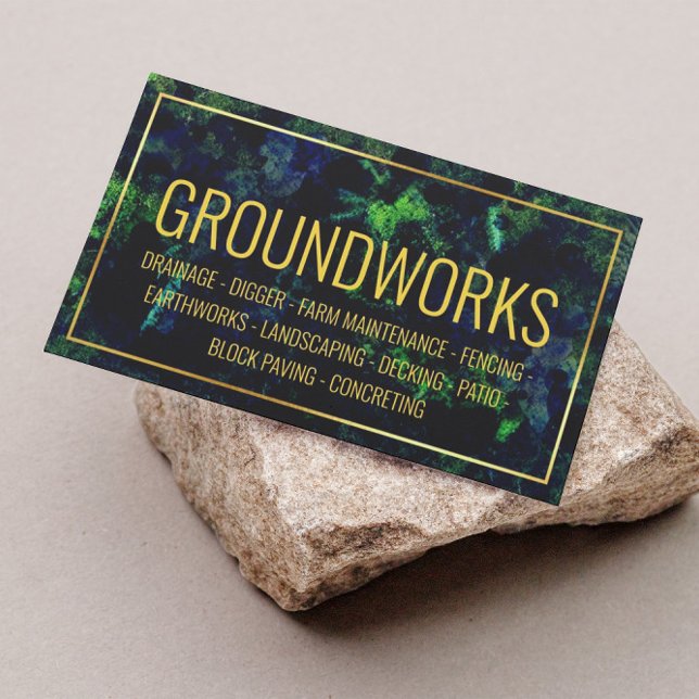 Groundworks Landscaping Architect Green & Blue Business Card (Perfect for business)