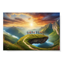 Group Adventure at Sunrise - Scenic Mountain Wall 