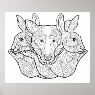Group Animal Doodle 2 Poster