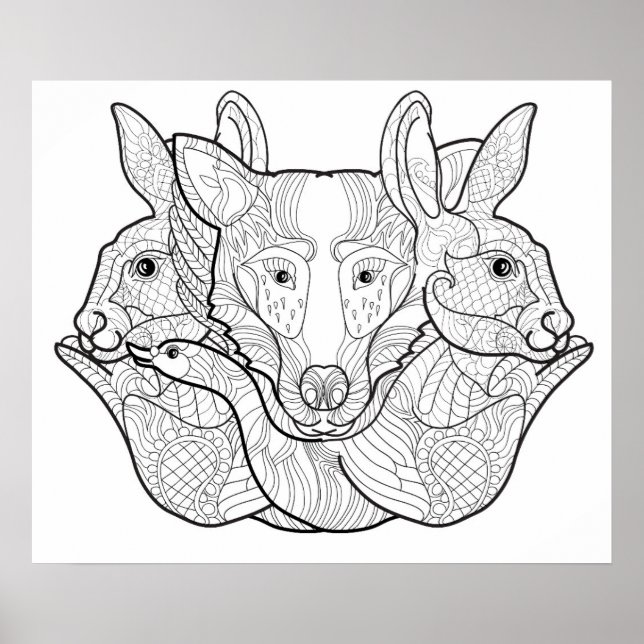 Group Animal Doodle 2 Poster (Front)