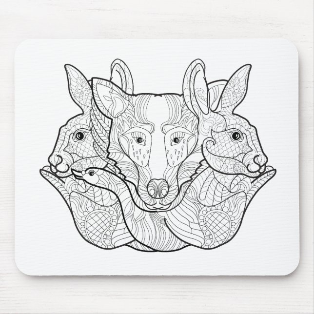 Group Animal Doodle Mouse Pad (Front)