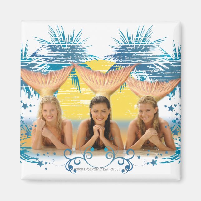 Group Blue Palm Tree Graphic Magnet (Front)
