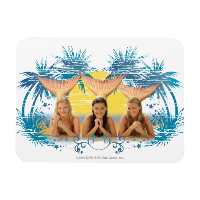 Group Blue Palm Tree Graphic Magnet (Horizontal)