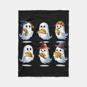 Group Boo Ghosts Eating Tacos Halloween Food Lover Fleece Blanket