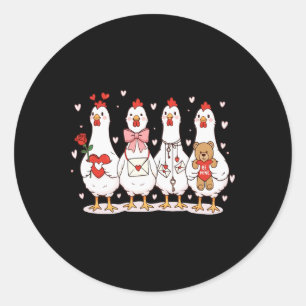 Group Chicken Valentine Collection Farmer Lover Fa Classic Round Sticker