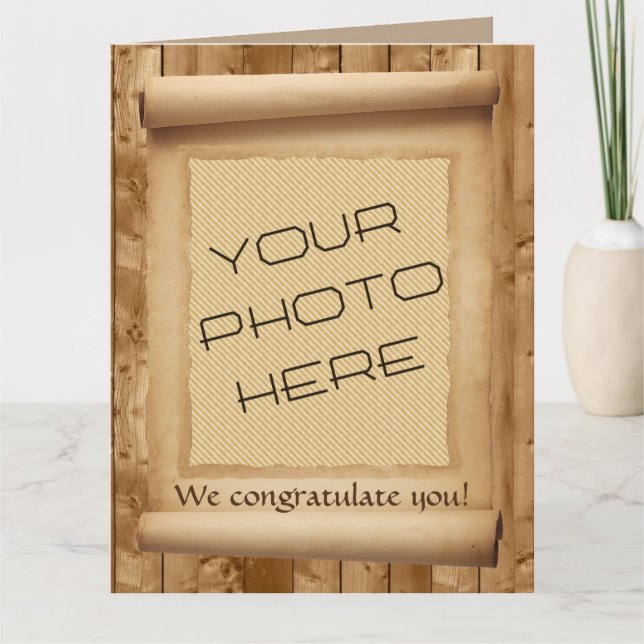 Group Congrats, Custom Photo in Scroll Frame Large Card (Front)