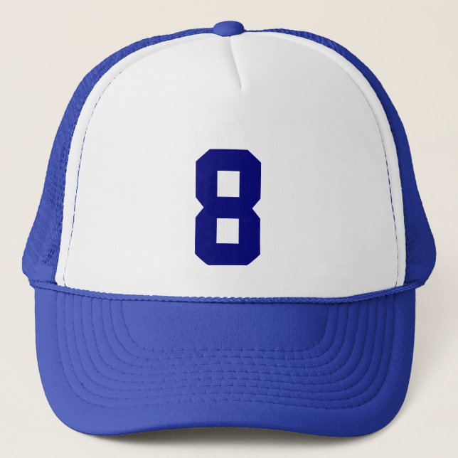Group custom number eight 8 blue color trucker hat (Front)