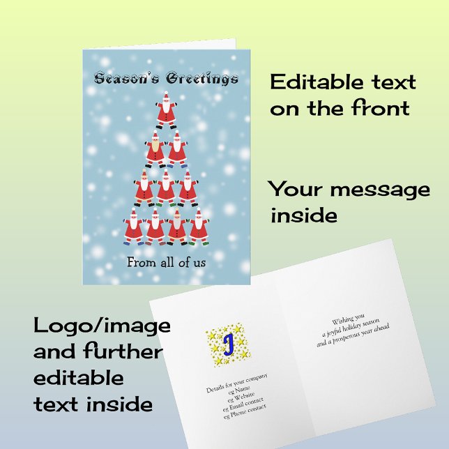 Group customized tree of santas holiday card (Creator Uploaded)