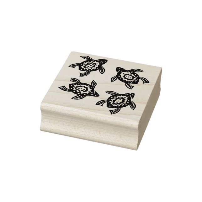 Group Four Turtles Abstract Markings on Shells Rubber Stamp (Stamp)