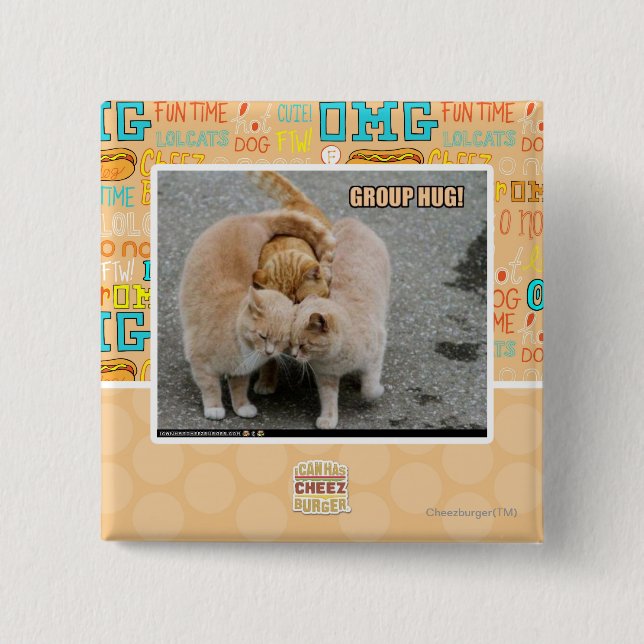 group hug 2 inch square button (Front)