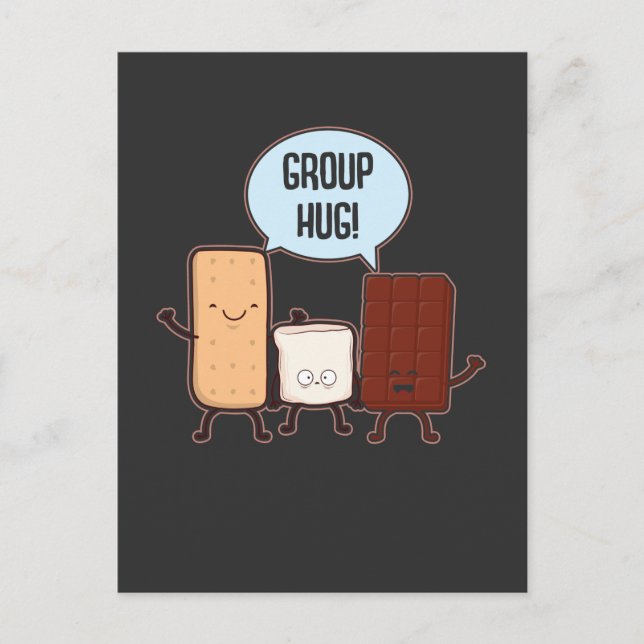 Group Hug Chocolate Marshmallow Camping S'mores Postcard (Front)
