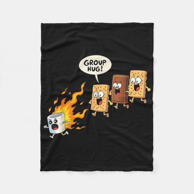 Group Hug Marshmallow Campfire Smores Funny Campin Fleece Blanket (Front)