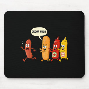 Group Hug Sausage Bun Chup Mustard Funny Hotdog Mouse Pad