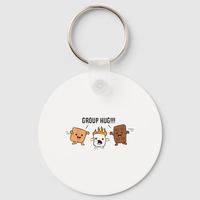 Group Hug S'mores Campfire Marshmallow Chocolate S Keychain (Front)