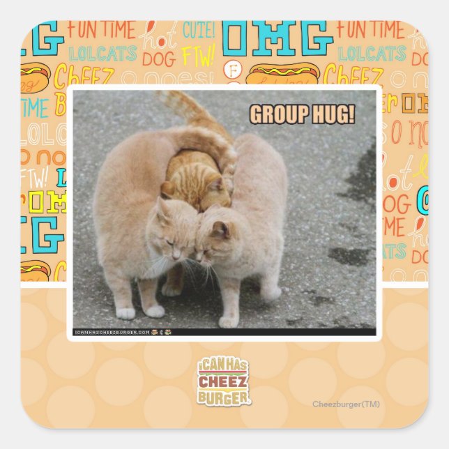 group hug square sticker (Front)