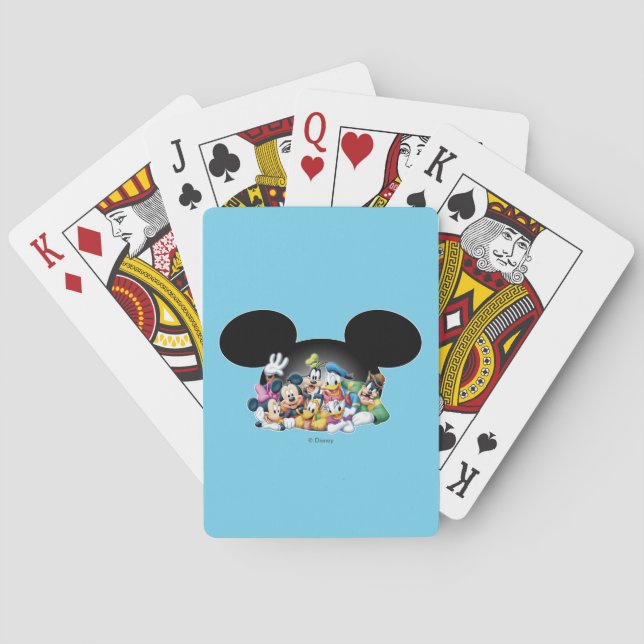Group in Mickey Ears Playing Cards (Back)