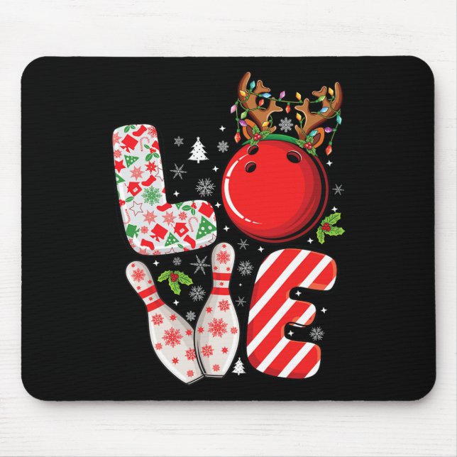 Group matching xmas Bowling ball and pins Christma Mouse Pad (Front)