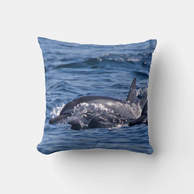 Group of bottlenose dolphins throw pillow (Front)