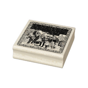 Group of Christmas Carolers Musicians on Street Rubber Stamp