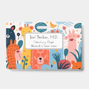 Group of colourful imaginary animals badge