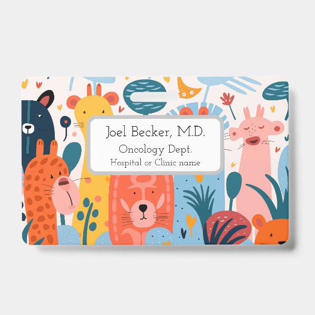 Group of colourful imaginary animals badge (Front)