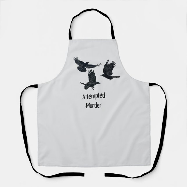 Group of Crows Murder Birds Black Silhouette Apron (Front)