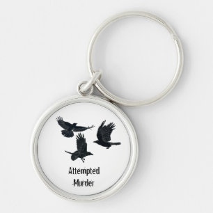 Group of Crows Murder Birds Black Silhouette Key Keychain
