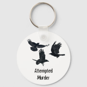Group of Crows Murder Birds Black Silhouette   Keychain