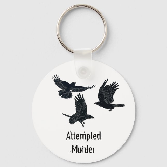 Group of Crows Murder Birds Black Silhouette  Keychain (Front)