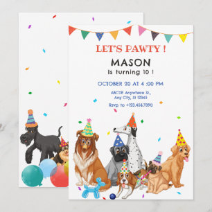 Group of dog breeds party birthday Invitation
