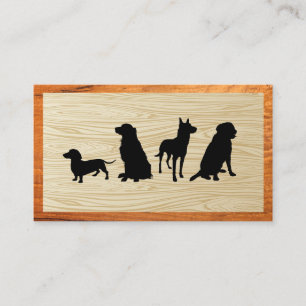 Group of Dogs Wood Background Business Card