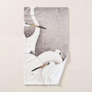 Group Of Egrets 1925 By Ohara Koson Hand Towel