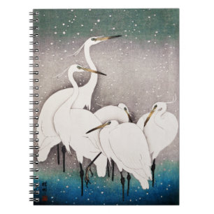 Group of Egrets, Ohara Koson, Vintage Japanese Art Notebook