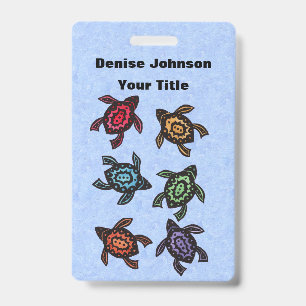 Group of Fantasy Turtles Colourful Marked Shells Badge