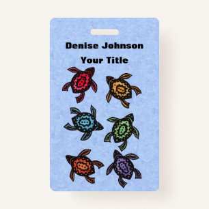 Group of Fantasy Turtles Colourful Marked Shells Badge