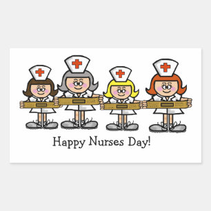 Group of Female Nurses Stickers or Nametags