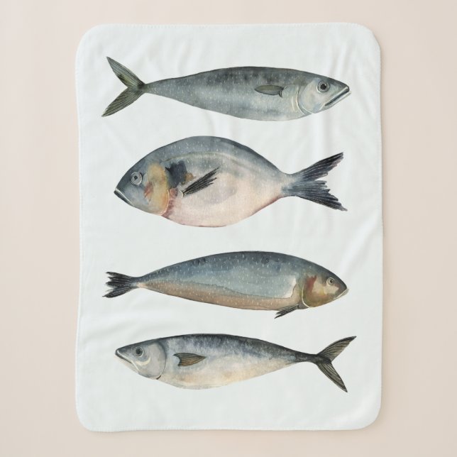 Group of Four Fish Sherpa Blanket (Front)