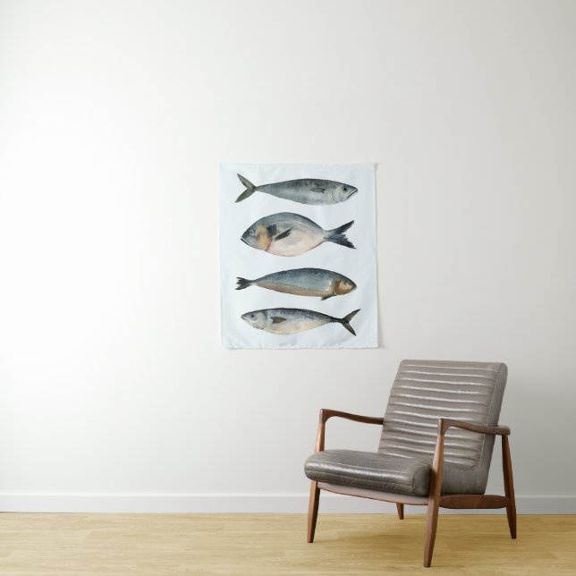 Group of Four Fish Tapestry (In Situ)