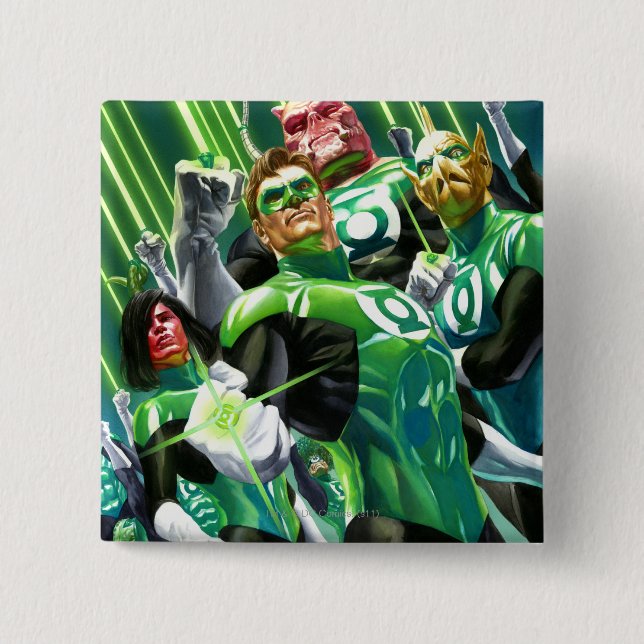 Group of Green Lanterns 2 Inch Square Button (Front)