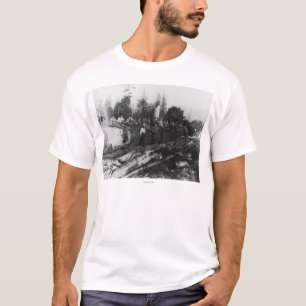 Group of Lumberjacks on Large Log Photograph T-Shirt