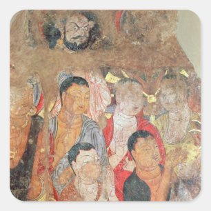 Group of monks and Buddha Square Sticker