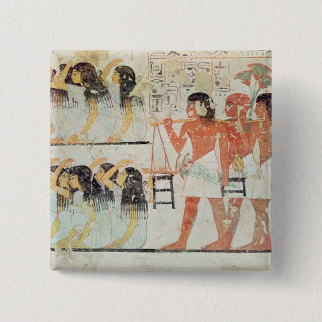 Group of mourners in the funeral procession 2 inch square button (Front)