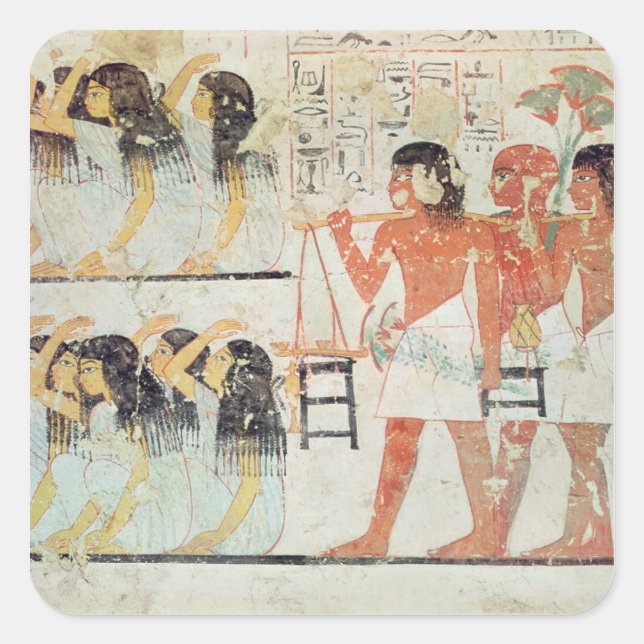 Group of mourners in the funeral procession square sticker (Front)