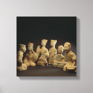 Group of Musicians, Dancers and Servants (terracot Canvas Print