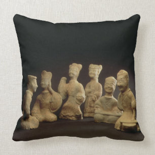 Group of Musicians, Dancers and Servants (terracot Throw Pillow