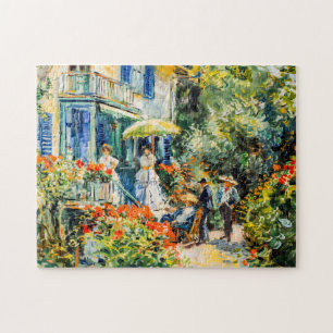Group of people in garden before a villa jigsaw puzzle